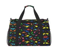 Adorable sac de voyage à main Dinosa - Grand sac fourre-tout réutilisable, parfait pour les activités de plein air, le sport, le camping et les courses, noir, One Size