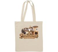 Adorable sac fourre-tout en coton naturel avec motif chat relaxant sur des meubles confortables Blanc