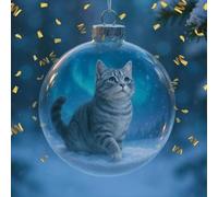 Adorable série de décorations de Noël en verre sur le thème des chats - Décorations réalistes en 3D pour fêtes et automne/hiver - Parfait pour les amoureux des chats (B)