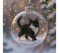 Adorable série de décorations de Noël en verre sur le thème des chats - Décorations réalistes en 3D pour fêtes et automne/hiver - Parfait pour les amoureux des chats (H)