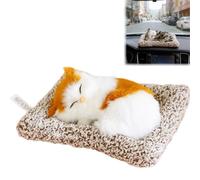 Adorable Sleeping Cat Car Air Freshener, Animal Plush Tabby Cat Ornaments with Interactive Meowing Sound, Cute Kitten Animals Decoration for Homes Office Car