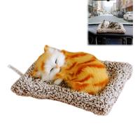 Adorable Sleeping Cat Car Air Freshener, Animal Plush Tabby Cat Ornaments with Interactive Meowing Sound, Cute Kitten Animals Decoration for Homes Office Car