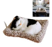 Adorable Sleeping Cat Car Air Freshener, Animal Plush Tabby Cat Ornaments with Interactive Meowing Sound, Cute Kitten Animals Decoration for Homes Office Car