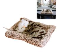 Adorable Sleeping Cat Car Air Freshener, Animal Plush Tabby Cat Ornaments with Interactive Meowing Sound, Cute Kitten Animals Decoration for Homes Office Car