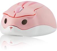 Adorable souris sans fil en forme de hamster portable de voyage 1200 DPI Nouveauté optique unique petite souris silencieuse sans fil pour ordinateur portable PC pour enfants cadeau (vert)