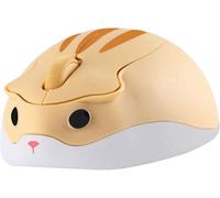 Adorable souris sans fil en forme de hamster portable de voyage 1200 DPI Nouveauté optique unique petite souris silencieuse sans fil pour ordinateur portable PC pour enfants cadeau (vert)