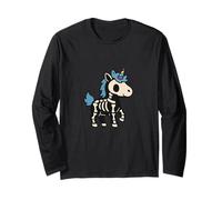 Adorable squelette licorne avec corne arc-en-ciel pour Halloween Manche Longue