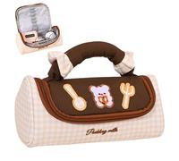 Adorable Stationery Case, Portable Makeup Carrier, Zippered Utility Bag, Multi Compartment Organizer Reinforced Stitching Smooth Glide Closure Ideal for Cosmetics Necessity Usage