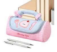 Adorable Stationery Case, Portable Makeup Carrier, Zippered Utility Bag, Multi Compartment Organizer Reinforced Stitching Smooth Glide Closure Ideal for Cosmetics Necessity Usage