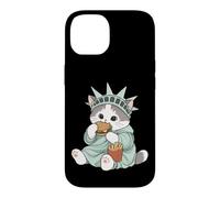 Adorable Statue de la Liberté Chat Burger Freedom NYC Souvenir Coque pour iPhone 14