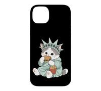 Adorable Statue de la Liberté Chat Burger Freedom NYC Souvenir Coque pour iPhone 14 Plus