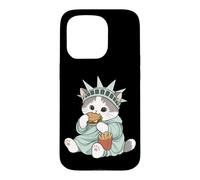 Adorable Statue de la Liberté Chat Burger Freedom NYC Souvenir Coque pour iPhone 15 Pro
