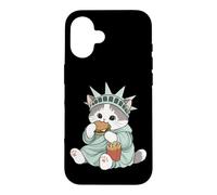 Adorable Statue de la Liberté Chat Burger Freedom NYC Souvenir Coque pour iPhone 16