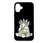 Adorable Statue de la Liberté Chat Burger Freedom NYC Souvenir Coque pour iPhone 16 Plus