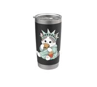 Adorable statue de la Liberté Chat Burger Freedom NYC Souvenir Gobelet isotherme en acier inoxydable double paroi