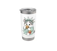 Adorable statue de la Liberté Chat Burger Freedom NYC Souvenir Gobelet isotherme en acier inoxydable double paroi