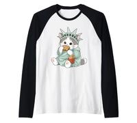 Adorable Statue de la Liberté Chat Burger Freedom NYC Souvenir Manche Raglan