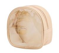 Adorable support en peluche avec portefeuille en PVC transparent pour un usage quotidien, étui de protection compact et pratique pour poupée en peluche, vitrines transparentes à suspendre, beige