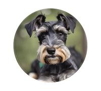 Adorable tapis de souris rond en caoutchouc antidérapant imprimé schnauzer 20 x 20 cm pour ordinateur de bureau de jeu