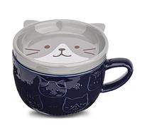 Adorable tasse à café en céramique chat avec couvercle, tasse à café ou tasse à thé pour les amoureux des chats, nouveauté drôle de chat, tasses de petit-déjeuner pour femmes, amis, enfants, cadeau de