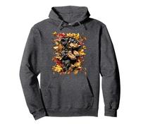 Adorable Teckel avec Feuilles d'automne Chien Wiener Sweat à Capuche, Unisexe pour Adultes, Chiné Foncé, XL