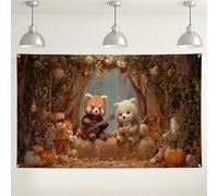 Adorable toile de fond en forme d'animal d'automne, jolis amis de la forêt, parfaite pour les fêtes d'automne et les célébrations de Thanksgiving 180 x 109 cm
