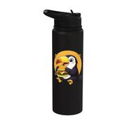 Adorable toucan mangeant un hamburger drôle kawaii pour les amoureux de nourriture pour animaux Stainless Steel Insulated Water Bottle