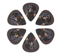 Adorable trio de médiators en forme de teckel (lot de 6) - Épaisseur fine, moyenne et épaisse - Convient aux guitares acoustiques, électriques, ukulélé et basses - 0,71 mm