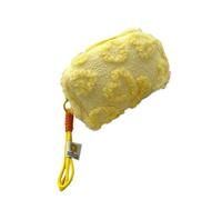 Adorable trousse de maquillage avec design cœur sac compact en tissu tendance pour femme, Jaune, Mass Beauty