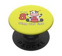 Adorable vache dans mon âge de 8 ans animal mignon amusant 8ème anniversaire PopSockets PopGrip Adhésif