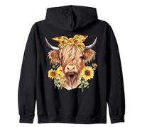 Adorable vache écossaise des Highlands portant un bandana tournesol Sweat à Capuche
