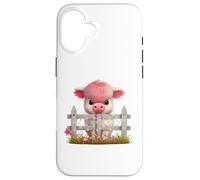 Adorable Vache écossaise Rose avec Fleurs de Veau Coque pour iPhone 16