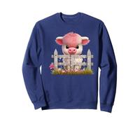Adorable Vache écossaise Rose avec Fleurs de Veau Sweatshirt