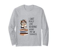 Adorable Yorkshire I Just Really Love Reading Books and Yorkies Manche Longue