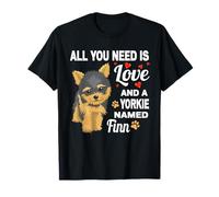 Adorable Yorkshire Terrier avec nom de Finn pour Yorkshire Terrier T-Shirt
