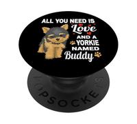 Adorable Yorkshire Terrier nommé Buddy pour Chien PopSockets PopGrip Adhésif