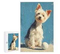 Adorable Yorkshire Terrier with Golf Ball -1 Puzzle 1000 Pièces Educa Jouet en Bois Cadeau Unique Décoration Intérieure Jeu Éducatif Challenge Toy Adultes Et Enfants À Partir De 14 Ans 1000 PCS
