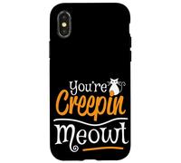 Adorables amoureux des chats d'Halloween - You're Creepin Meowt Cat Mom Dad Coque pour iPhone X/XS