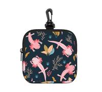 Adorables Axolotls,Pochette de Rangement carrée à Fermeture éclair, Porte-Monnaie en néoprène, Petit Portefeuille, Pochette à Monnaie, Porte-Monnaie