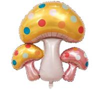Adorables ballons en forme de champignon connectés en trois pièces, 85 cm, ballons en feuille d'aluminium mylar rose doré pour décoration de fête sur le thème des plantes de la forêt, mariage, fête