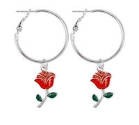 Adorables boucles d'oreilles pour fille, boucles d'oreilles tendance avec vernis pour dame, bijoux, simple, doux, rose, fleur, pendentif, oreille, goutte - argent, confortable et pratique Lovely And