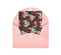 Adorables cartes vierges et enveloppes imprimées tête de mort et roses, designs uniques, parfaits pour les festivals, les invitations