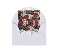 Adorables cartes vierges et enveloppes imprimées tête de mort et roses, designs uniques, parfaits pour les festivals, les invitations
