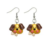Adorables dessins animés résine animale gouttes boucles d'oreilles résine chat chien lapin ours crochet tube de vache pour filles unique dangle boucle d'oreille fille drôle crochet chat, taille unique