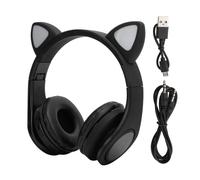 Adorables écouteurs Bluetooth à motif chat, design pliable et confortable pour un transport facile, lumières LED clignotantes pour illuminer votre