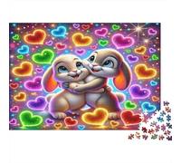 Adorables Lapins Qui se Font des câlins Puzzles 1000 Pièces Papier recyclé pour Adultes Puzzle pour Adultes Jeu éducatif pour décompression Cadeau Amusant pour la Maison 38x26cm/1000pcs