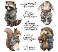 Adorables matrices et tampons en métal avec motifs d'animaux de dessin animé en hiver pour la fabrication de cartes, le scrapbooking, le scrapbooking « I am Pound to Love You », « Extra Proud of You