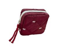 Adorables pochettes porte-serviettes hygiéniques ornées, Red | à main miniature en tissu polyester avec ruban pour cosmétiques et produits d ' hygiène féminine, rangement de
