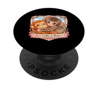 Adorables singes embrassent l'amour Nous Rend Courageux PopSockets PopGrip Adhésif