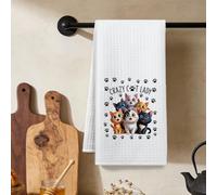 Adorables torchons de cuisine en microfibre motif chat de dessin animé, torchon décoratif, torchons à vaisselle gaufrés pour cuisine, maison, salle de bain, cadeaux pour les amoureux des chats pour
